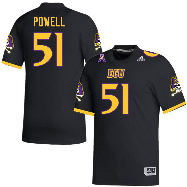 #51 Evan Powell East Carolina Pirates College Football Jersey Stitched-Black #51 Evan Powell East Carolina Pirates College Football Jersey Stitched-Black